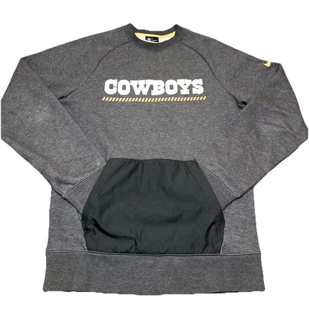 Nike NFL Team Apparel Dallas Cowboys Pullover Sweatshirt Gray Pockets‎ Men's S
